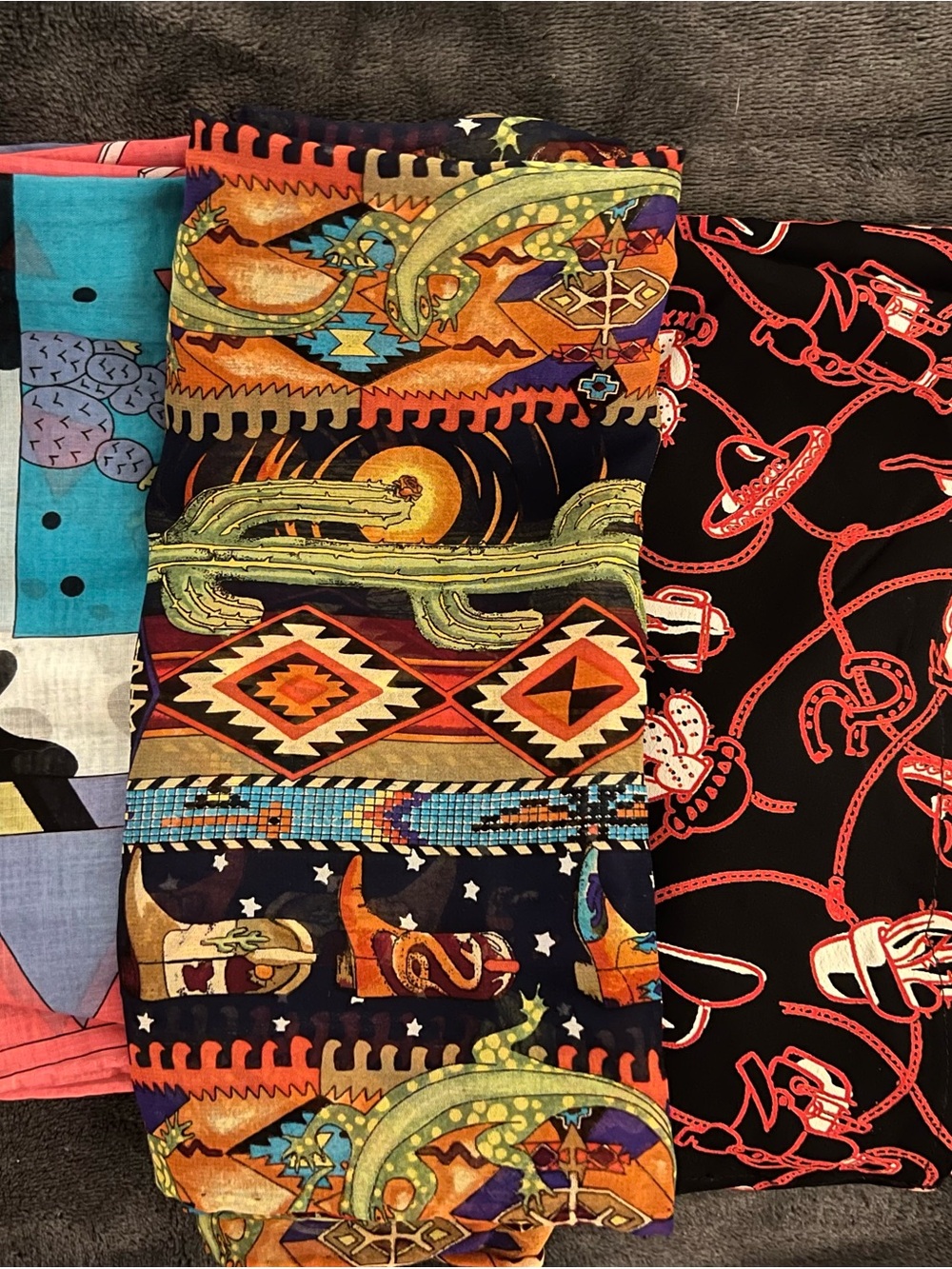 Women’s Southwestern Print Decorative and Versatile Vintage Multicolor Scarf Lot